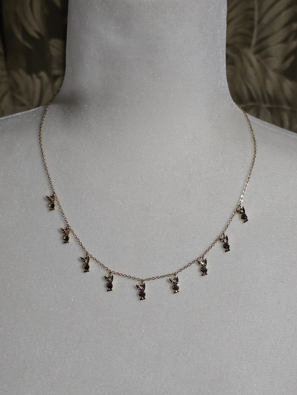 Gold Tone Playboy Bunny Charm Necklace - Delicate Dainty Chain